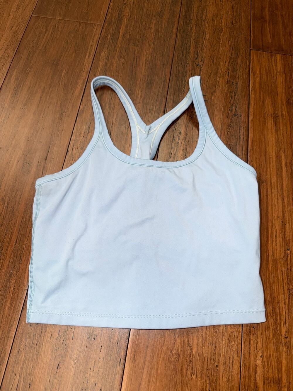 blue cropped racerback tank top size 6